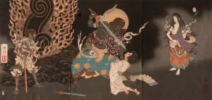 Yuten Swallowing the Sword of Fudo by Tsukioka Yoshitoshi Oil Painting