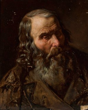 Head of an old man by Tytus Seweryn Pilecki Oil Painting