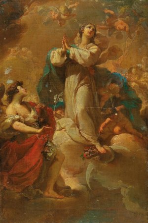 The Immaculate Conception with Angels by Ubaldo Gandolfi Oil Painting