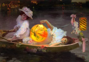 En la Barca painting by Ulpiano Checa