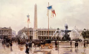 View of the Place de la Concorde by Ulpiano Checa Oil Painting