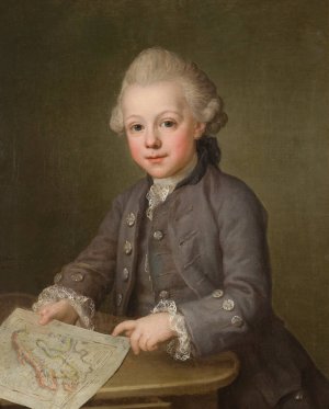 Boy with Map of Scandinavia by Ulrika Pasch Oil Painting