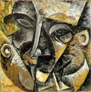 Dynamism of a man's head Oil painting by Umberto Boccioni