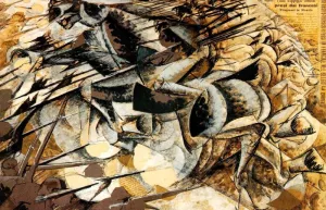 Lancers painting by Umberto Boccioni