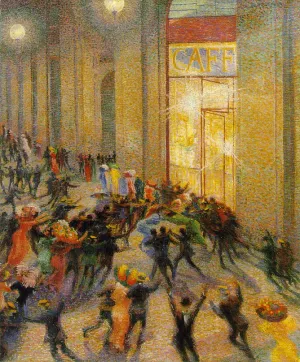 Riot Oil painting by Umberto Boccioni
