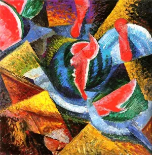 Still Life - Watermelon by Umberto Boccioni Oil Painting