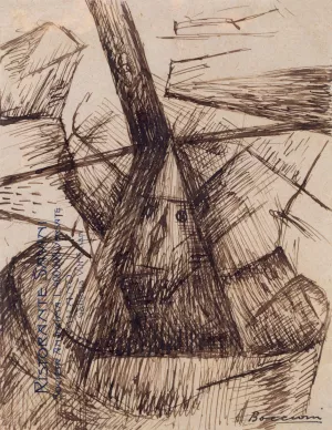 Study for 'Fusion of a Head and a Window' by Umberto Boccioni Oil Painting