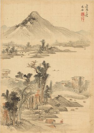 Landscape by Uragami Shunkin Oil Painting
