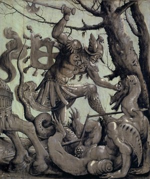 Saint George Fighting the Dragon by Urs Graf Oil Painting