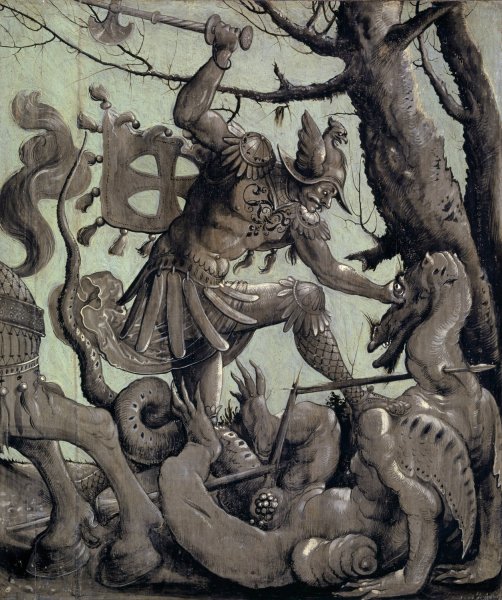 Saint George Fighting the Dragon  by Urs Graf - Hand-Painted Oil Painting Reproduction