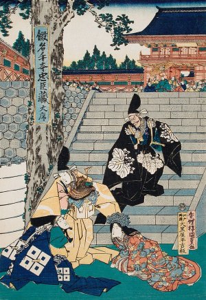 Act I; Enya and Lady Kaoyo Trying to Pacify Wakasanosuke and Moronao Oil painting by Utagawa Kunisada (Toyokuni III)