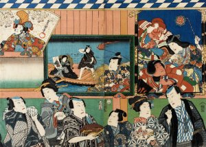 Actors Viewing Votive Pictures of Themselves by Utagawa Kunisada (Toyokuni III) Oil Painting