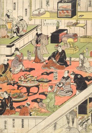 Backstage Celebrations of a Full-house Hit at the Nakamura Theater by Utagawa Kunisada (Toyokuni III) Oil Painting
