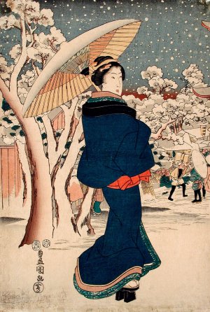 Famous Places in the Eastern Capital; The Year-end Fair at Asakusa Oil painting by Utagawa Kunisada (Toyokuni III)