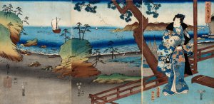 Fashionable Genji at Suma by Utagawa Kunisada (Toyokuni III) Oil Painting