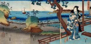 Fashionable Genji at Suma by Utagawa Kunisada (Toyokuni III) Oil Painting