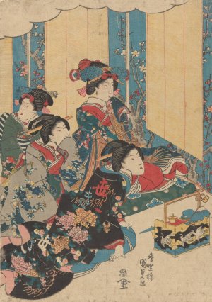 Four Courtesans Elaborately Garbed by Utagawa Kunisada (Toyokuni III) Oil Painting