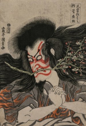 Ichikawa Danjuro VII as Kan Shojo in the Mt. Tenpai Scene, from the series Famous Kabuki Plays by Utagawa Kunisada (Toyokuni III) Oil Painting