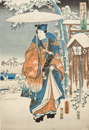 Murasaki and Genji Viewing the Snow by Utagawa Kunisada (Toyokuni III) Oil Painting