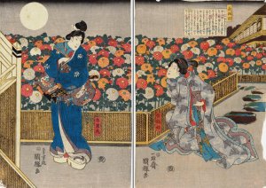 Night Scene in the Green House or Yoshiwara Oil painting by Utagawa Kunisada (Toyokuni III)