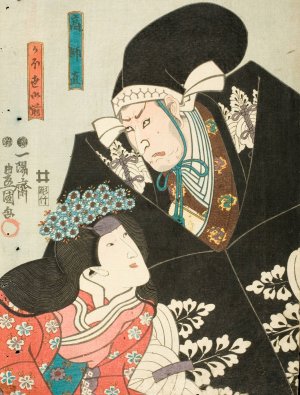 Scene One from the Play Chushingura; Ko no Moronao and Kaoyo Gozen by Utagawa Kunisada (Toyokuni III) Oil Painting