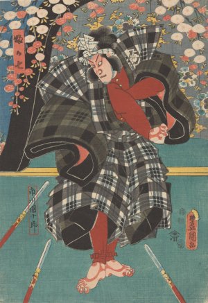 The Actor Ichikawa Danjuro in a Plaid Costume by Utagawa Kunisada (Toyokuni III) Oil Painting