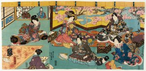 The Fan-tossing Game by Utagawa Kunisada (Toyokuni III) Oil Painting