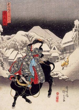 View of Kanbara by Utagawa Kunisada (Toyokuni III) Oil Painting