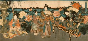 Visiting the Peony Garden by Utagawa Kunisada (Toyokuni III) Oil Painting