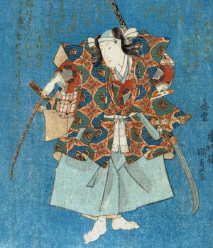 Warrior in Fine Green, Blue, Red, Yellow, and Silver by Utagawa Kunisada (Toyokuni III) Oil Painting