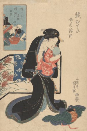 Woman Clasping Baby by Utagawa Kunisada (Toyokuni III) Oil Painting
