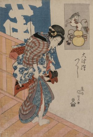 Woman Leaving a Bath House by Utagawa Kunisada (Toyokuni III) Oil Painting