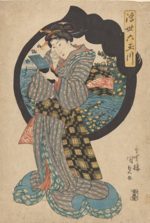 Woman Putting on Make-Up by Utagawa Kunisada (Toyokuni III) Oil Painting