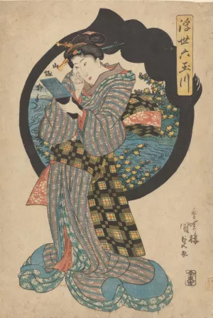 Woman Putting on Make-Up by Utagawa Kunisada (Toyokuni III) Oil Painting