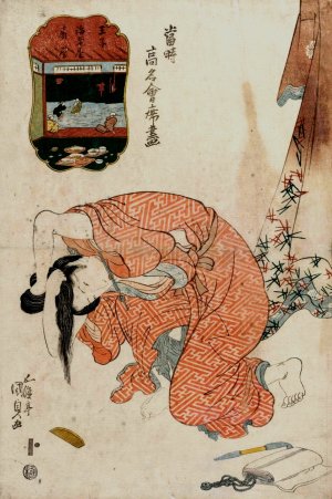 Woman Tying Her Hair by Utagawa Kunisada (Toyokuni III) Oil Painting