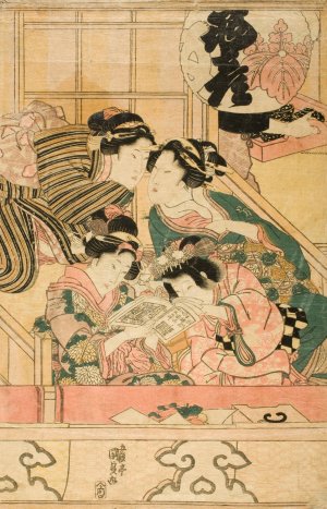 Young Women in a Theater Balcony by Utagawa Kunisada (Toyokuni III) Oil Painting