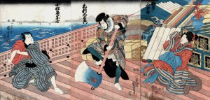 Hakata kojoro kezori kuemon komatsuya soshichi by Utagawa Kuniyoshi Oil Painting