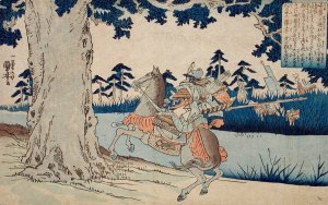 Moriya Pursuing Prince Shotoku who Disappears into a Tree by Utagawa Kuniyoshi Oil Painting