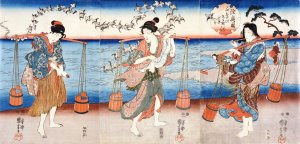 Plovers of the Noda Jewel River of Mutsu Province by Utagawa Kuniyoshi Oil Painting