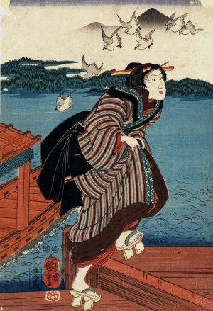 Sanbashi no onna by Utagawa Kuniyoshi Oil Painting