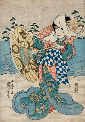 Snow Scene; Female Figure by Utagawa Kuniyoshi Oil Painting