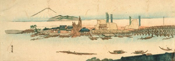 Sumida River Scene  by Utagawa Kuniyoshi - Hand-Painted Oil Painting Reproduction