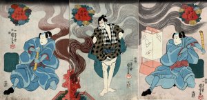 Tamashima ittO tenjiku tokubei tsukimoto inabanosuke by Utagawa Kuniyoshi Oil Painting