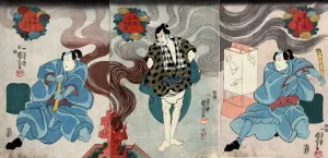Tamashima ittO tenjiku tokubei tsukimoto inabanosuke by Utagawa Kuniyoshi Oil Painting