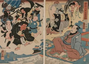 The Strange Occurence of Ukiyo Matahei and his Famous Paintings Oil painting by Utagawa Kuniyoshi