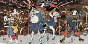 Wada yoshimori tomoe gozen yamabuki by Utagawa Kuniyoshi Oil Painting