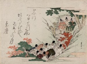 Men with Horses in Mountain Pass by Utagawa Toyohiro Oil Painting