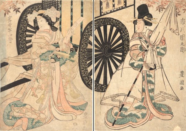 Woman and Man  by Utagawa Toyohiro - Hand-Painted Oil Painting Reproduction