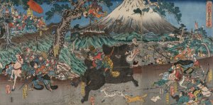 Picture of Minamoto no Yoritomo's Hunt on the Slopes of Mount Fuji by Utagawa Yoshifuji Oil Painting