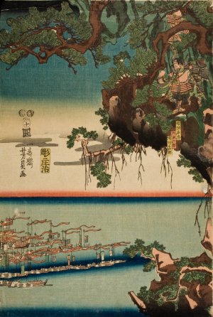 The Great Battle at the Minamoto and Taira Clans at Ichinotani in the second month of the third year of Juei. by Utagawa Yoshikazu Oil Painting